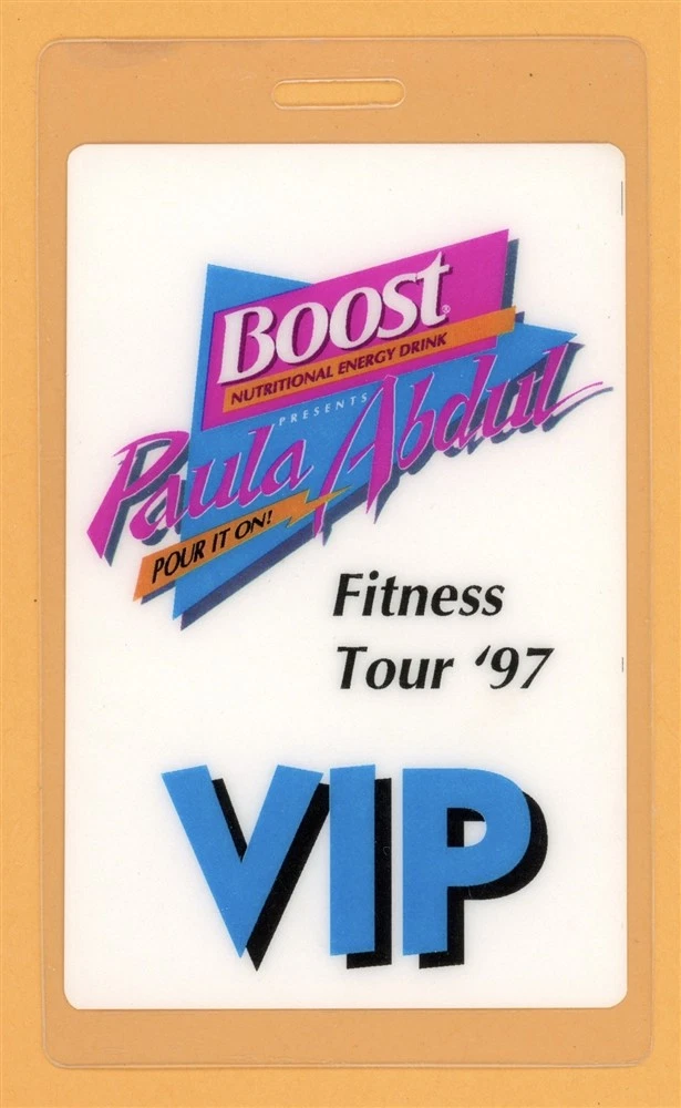 Boost Fitness Tour 1997 VIP backstage pass.