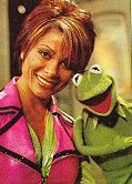 Archival Paula Abdul and Kermit the Frog promotional photograph.